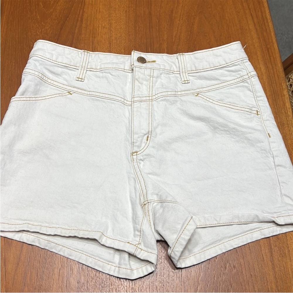 Universal Thread Denim Jeans Shorts 29R  Natural Stone Ivory Brown Stiching